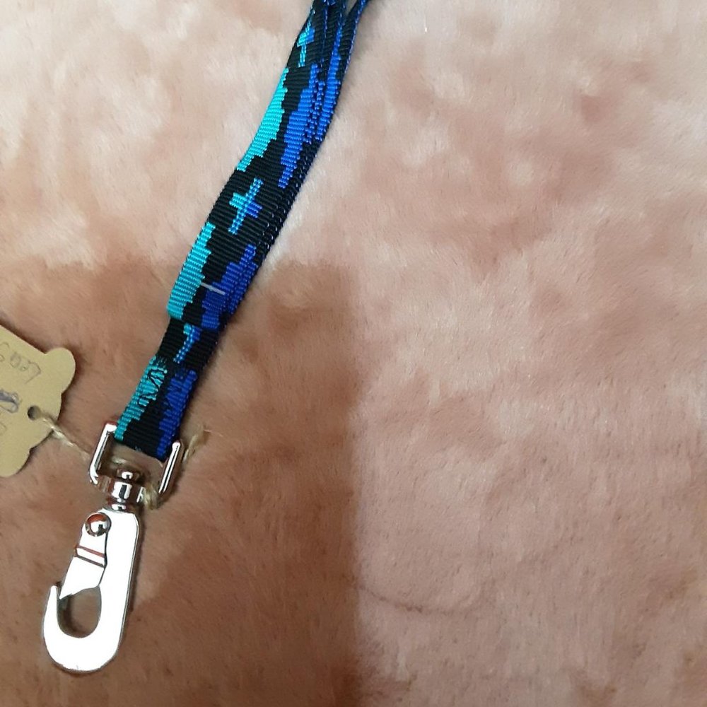 New 3/4" x 6 foot blue and black nylon dog leash